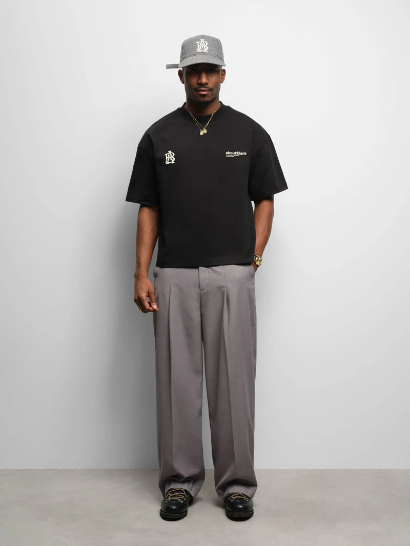 About:Blank Dual Logo T-shirt - "Black/Ecru"