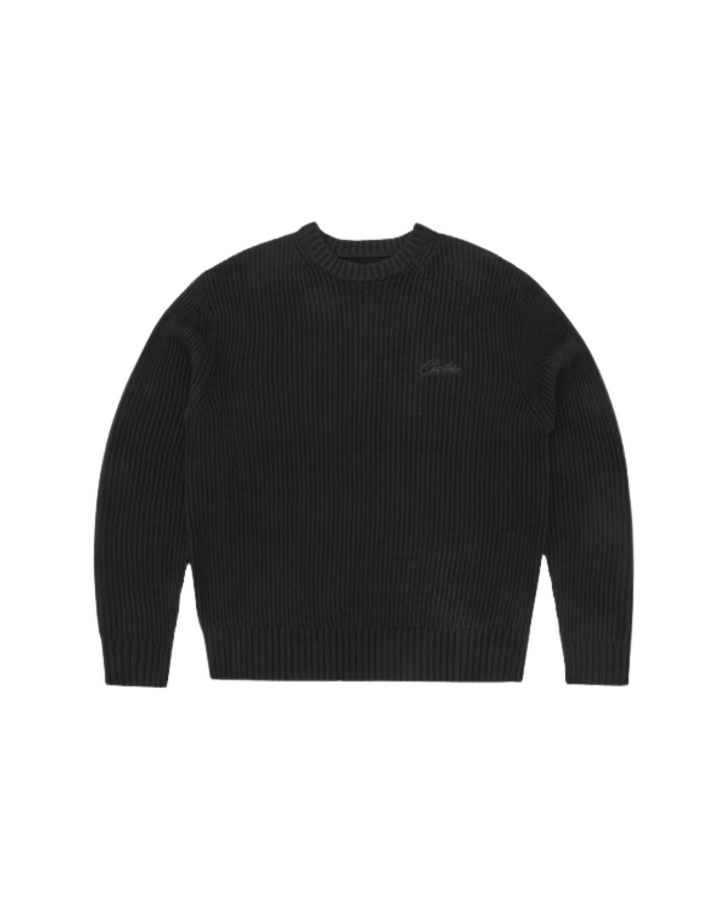 Corteiz Crochet Applique Knit Crew - "Triple Black"