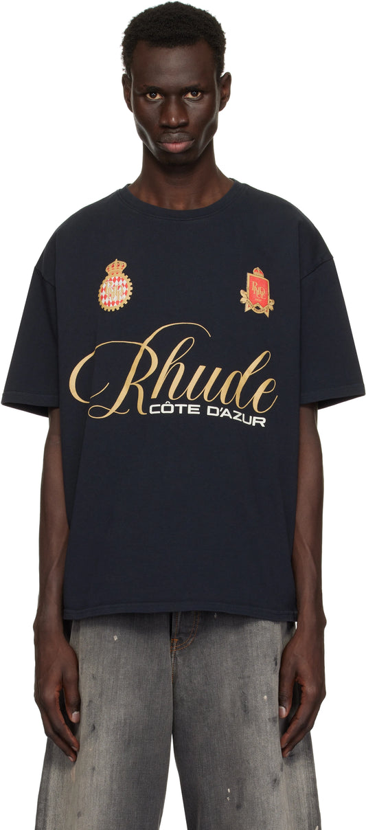 Rhude Script Crest Tee - "Vintage Black"