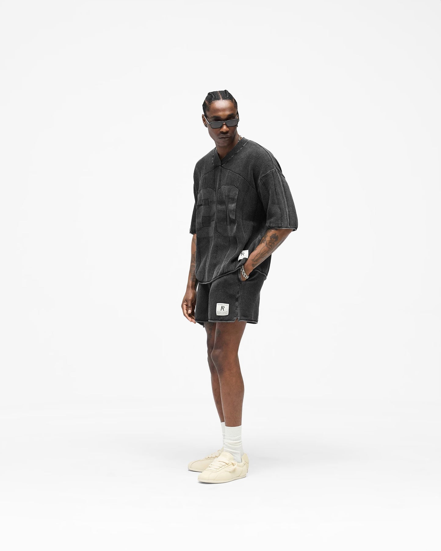 Represent Knitted Varsity Shorts - "Vintage Grey"