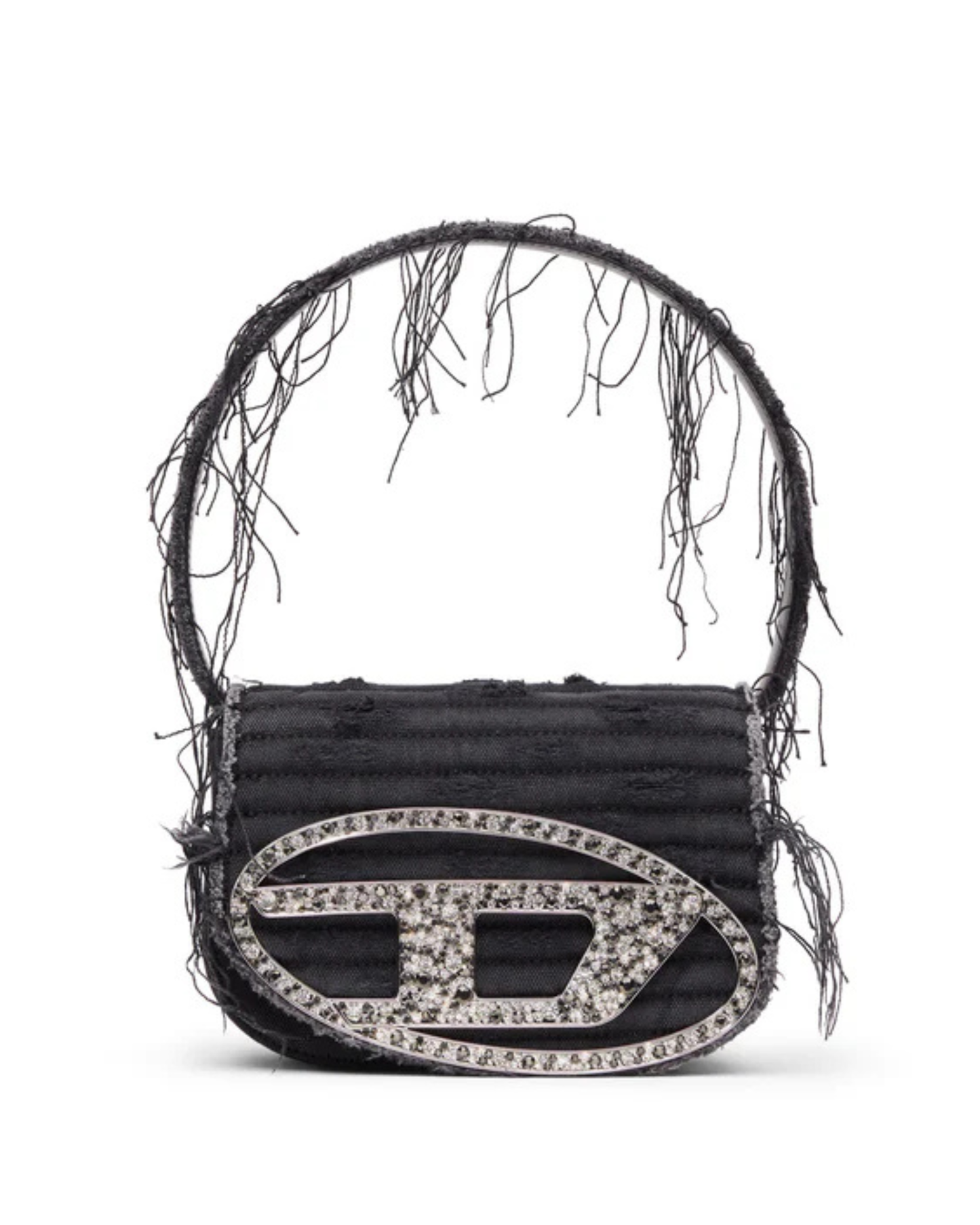 Diesel 1DR Canvas & Leather Shoulder Bag - "Black"