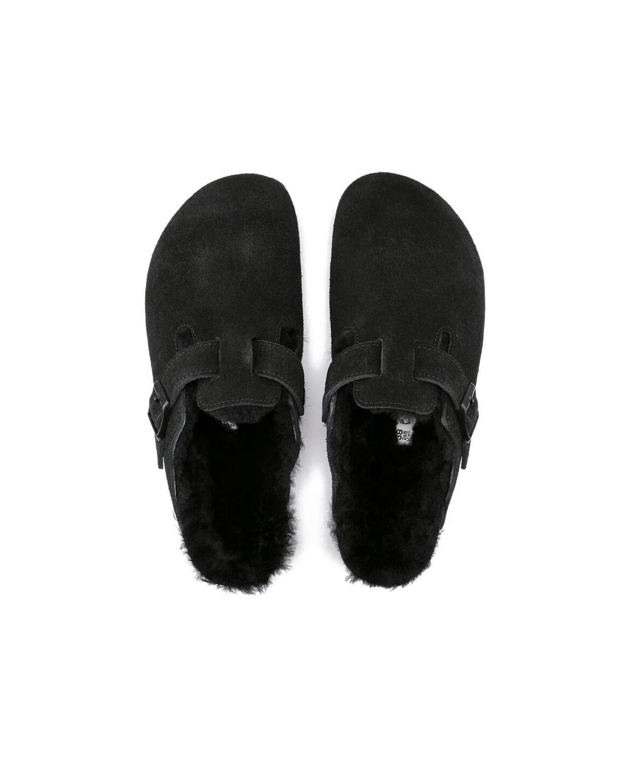 Birkenstock Boston Suede Leather Shearling Clogs - "Black"