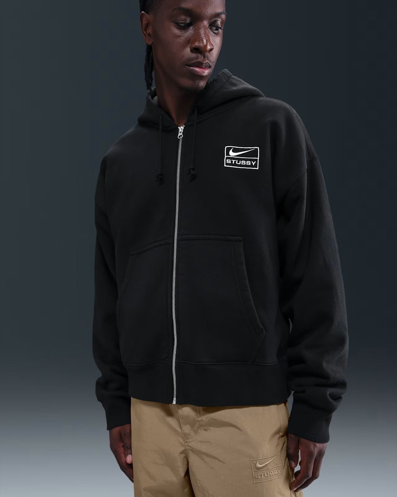 Nike x Stüssy Full-Zip Fleece Hoodie - "Black"