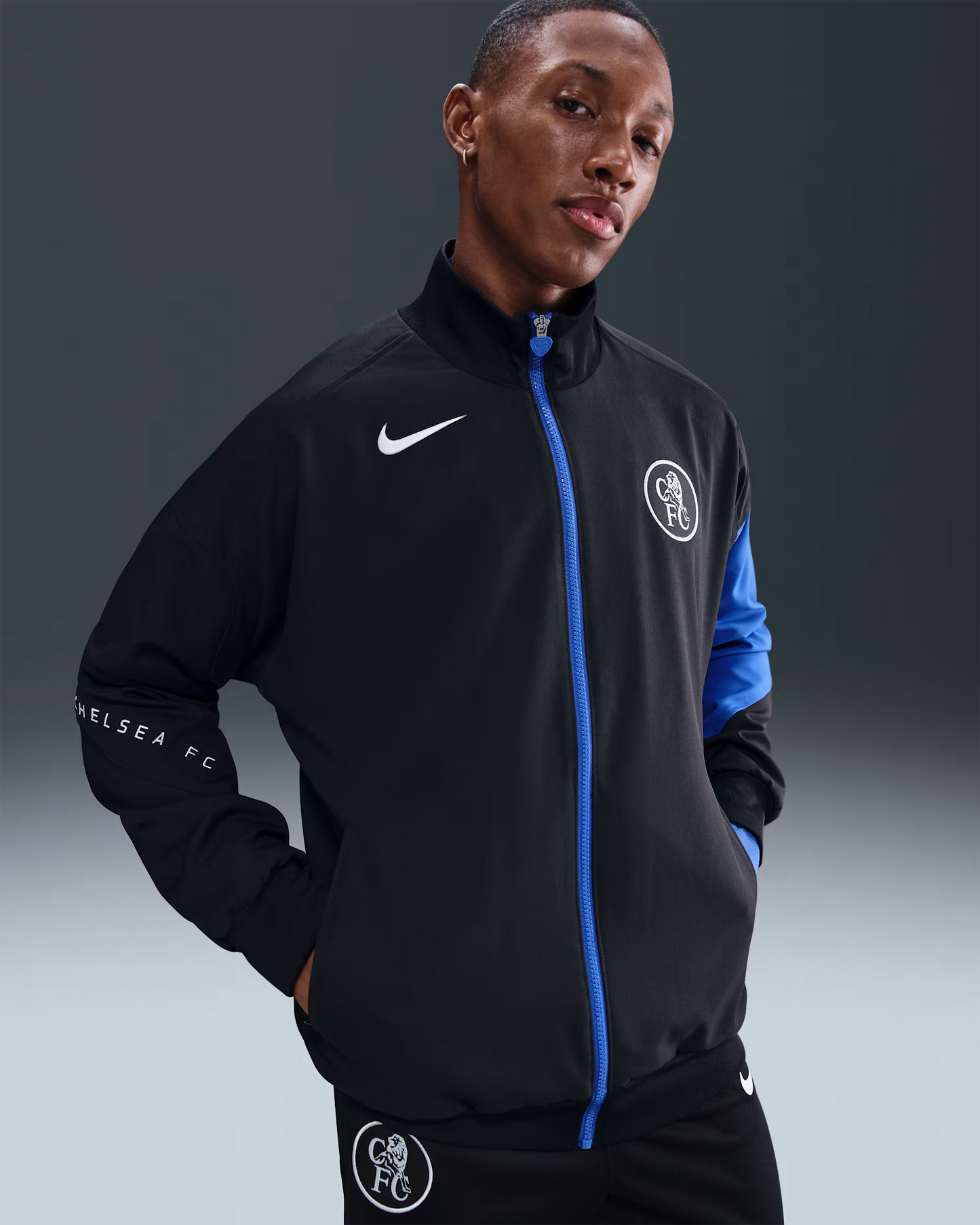 Nike Chelsea 25/26 Dri-FIT Anthem Jacket - "Black/Field Silver"
