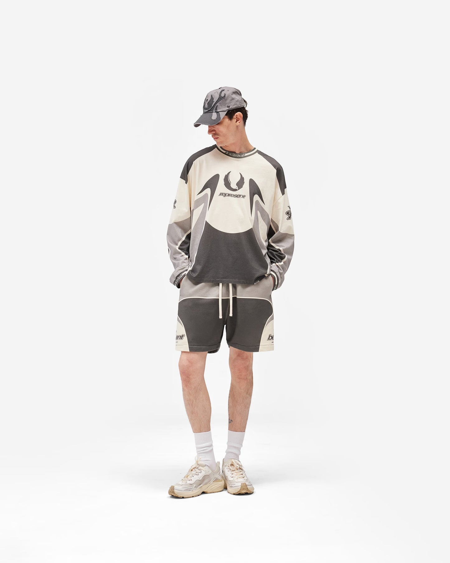 Represent X Belstaff Racing Shorts - "Dark Grey"