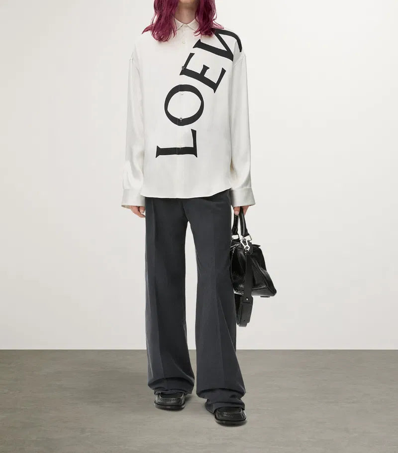 Loewe Long-Sleeve Silk Shirt - "White"