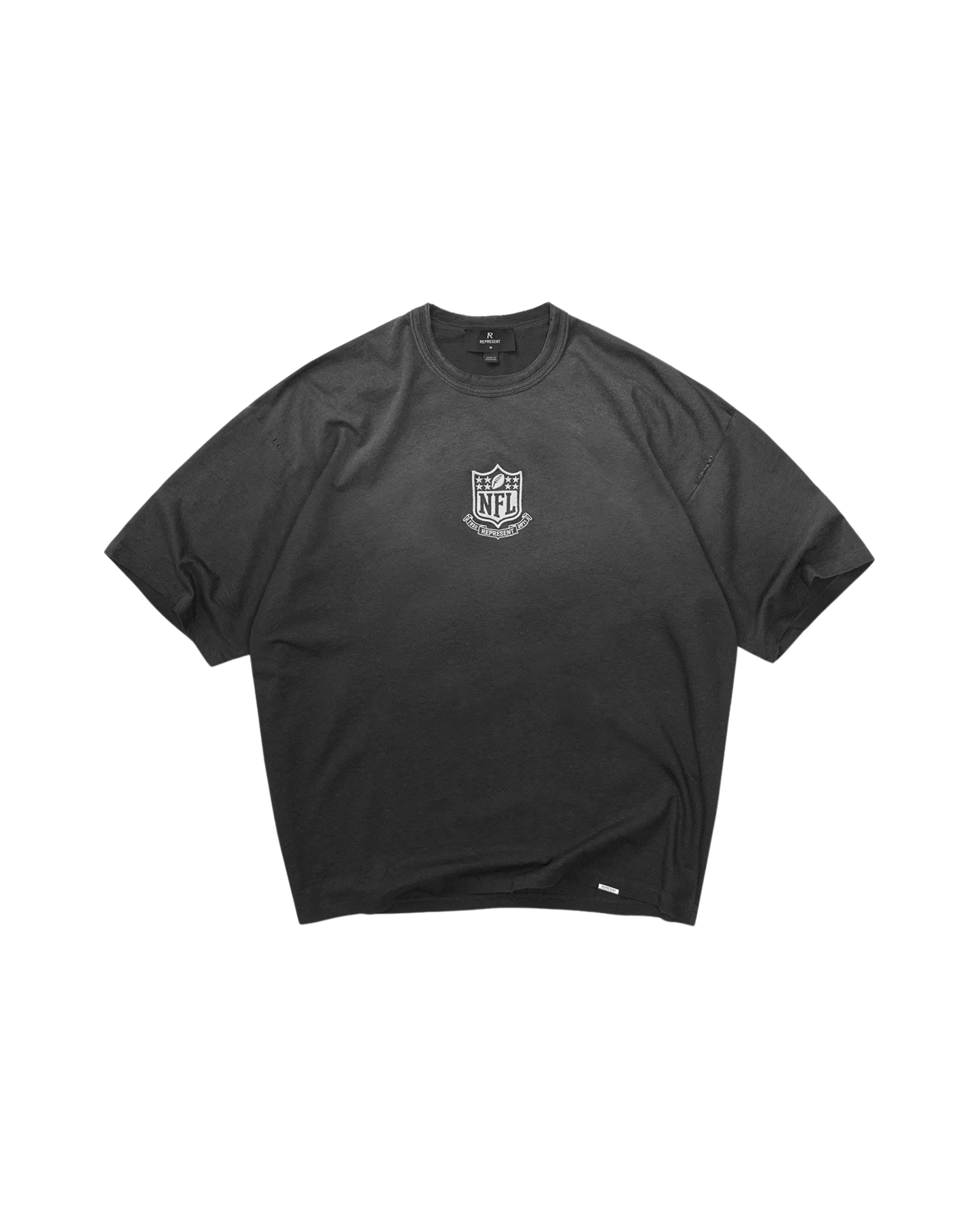 Represent x NFL Shield T-Shirt - "Stained Black"