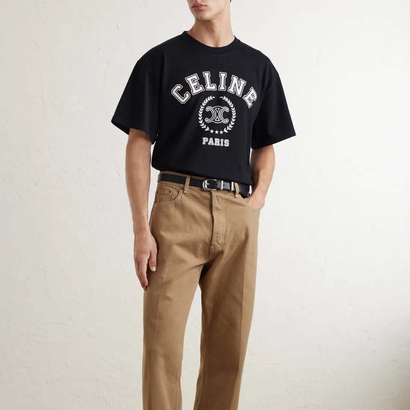 Celine Logo-Print T-Shirt - "Black/White"