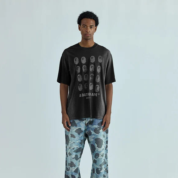 Bape Garment Dye Logo Relaxed Tee - "Vintage Black"