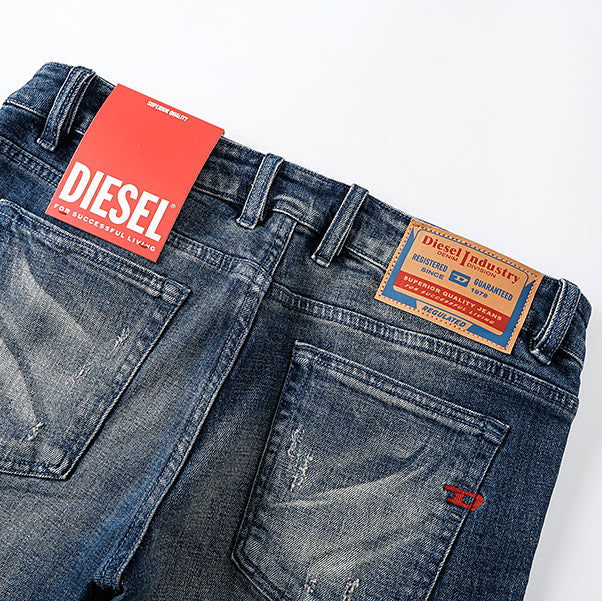 Diesel Faded Straight Leg Denim Jeans - "Medium Blue Wash"