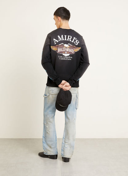 Amiri Eagle Flames Long-Sleeved T-Shirt - "Black/Blue"