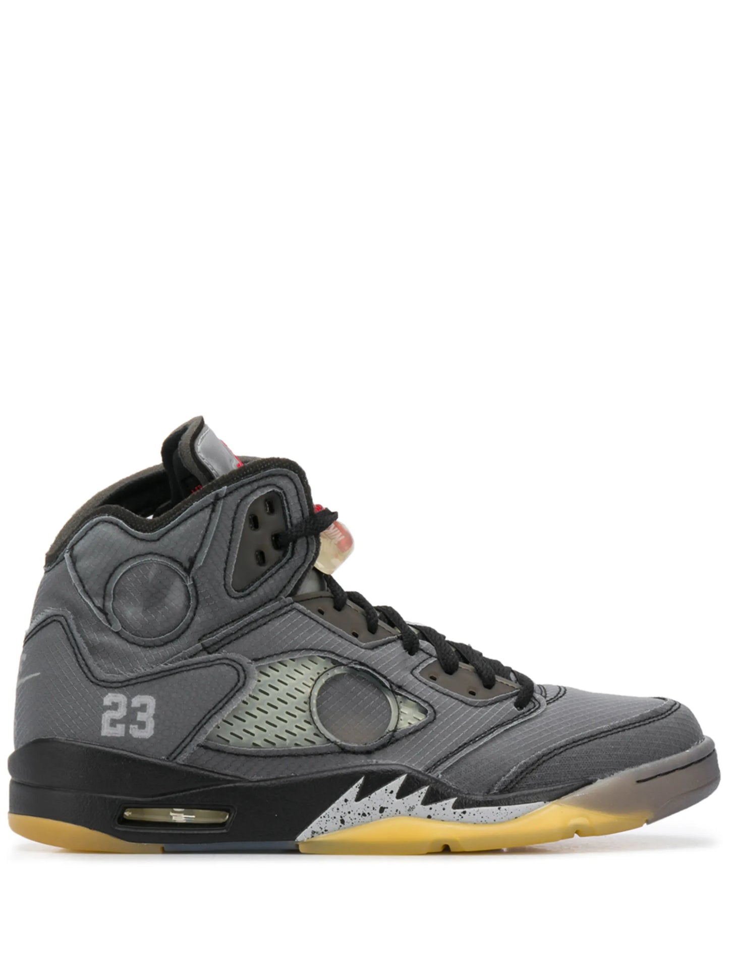 Off-White × Nike Air Jordan 5 - "Black Muslin/Fire Red"