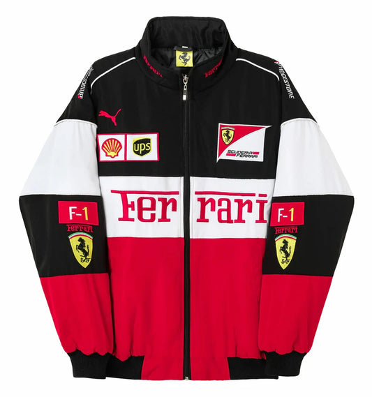 Ferrari F1 Retro Racing Jacket - "White"