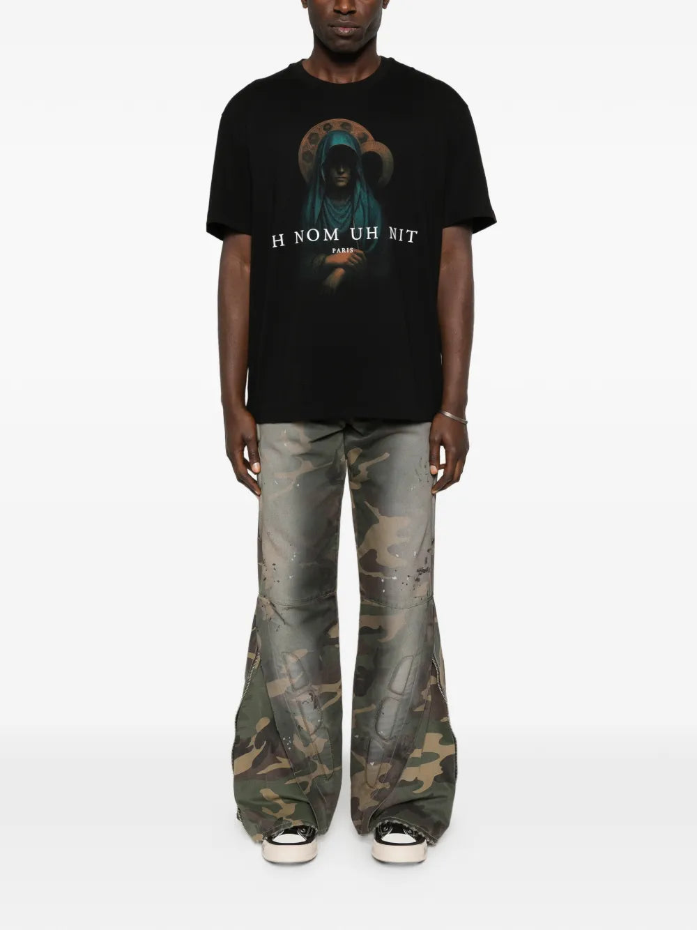 Ih Nom Uh Nit Holy Mary-Print T-shirt - "Black"