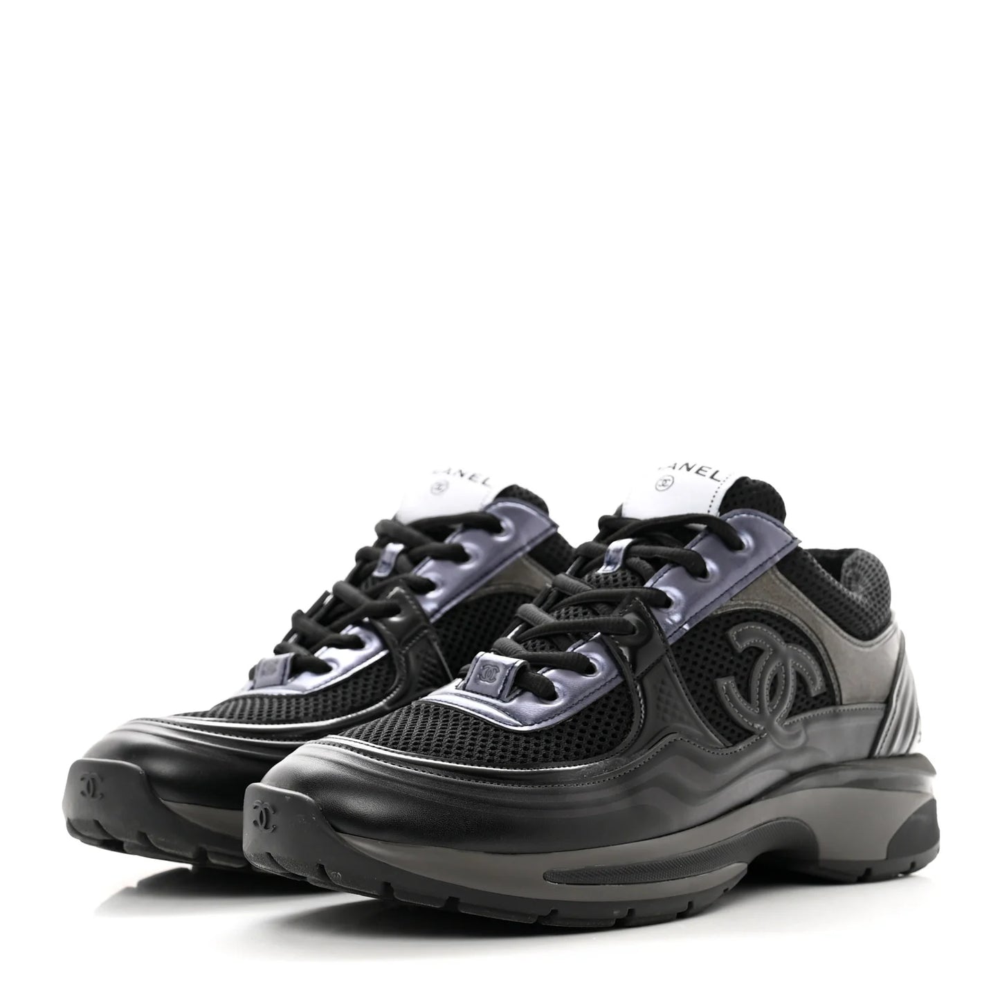 Chanel Calfskin CC Sneakers -"Dark Navy/Black"
