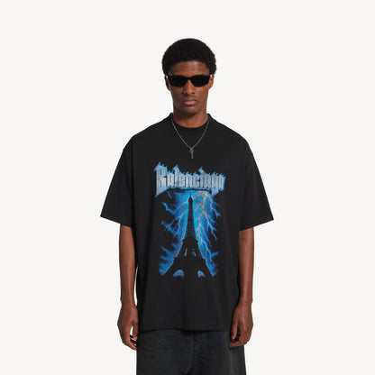 Balenciaga Paris Thunderstorm Oversized T-shirt - "Black"