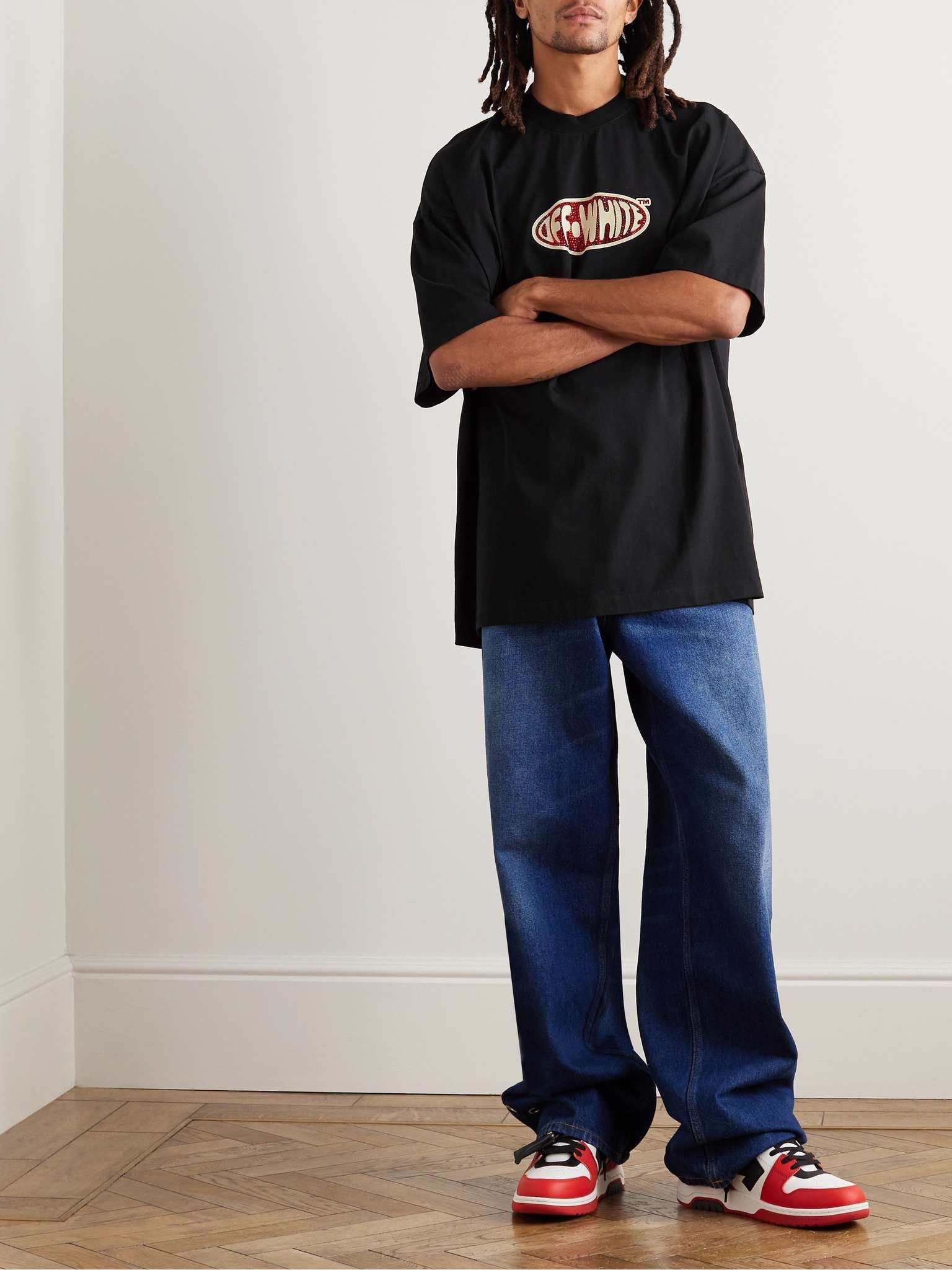 Off-White Crystal Embellished T-Shirt - "Black"