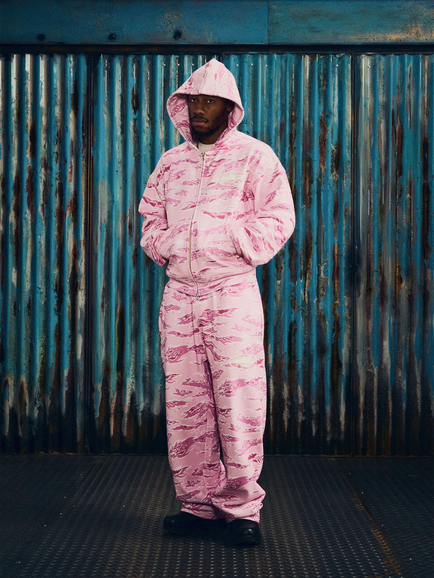 Corteiz Island Puff Print Zip Hoodie - "Pink Tiger Camo"