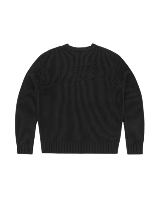 Corteiz Crochet Applique Knit Crew - "Triple Black"