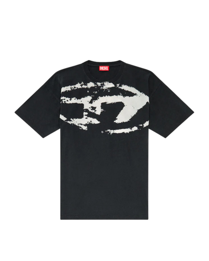 Diesel Distressed Flocked Logo T-shirt - "Black"