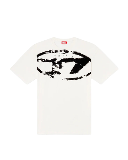 Diesel Distressed Flocked Logo T-shirt - "White"