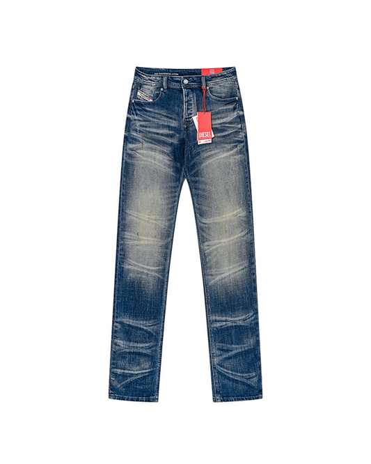 Diesel Faded Straight Leg Denim Jeans - "Medium Blue Wash"