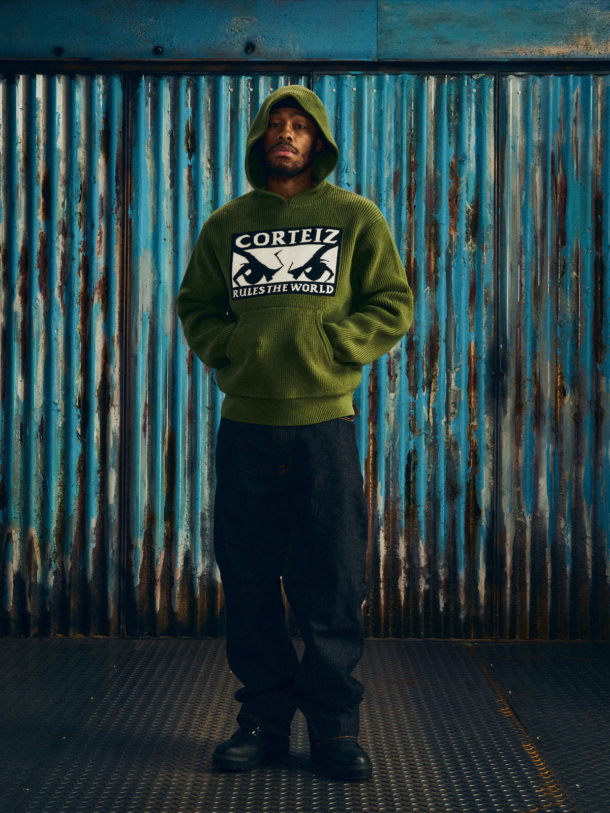 Corteiz Huey Knit Hoodie - "Olive"