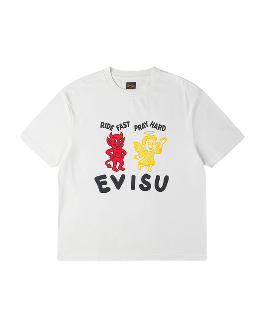 Evisu Ride Fast Pray Hard T-Shirt - "White"