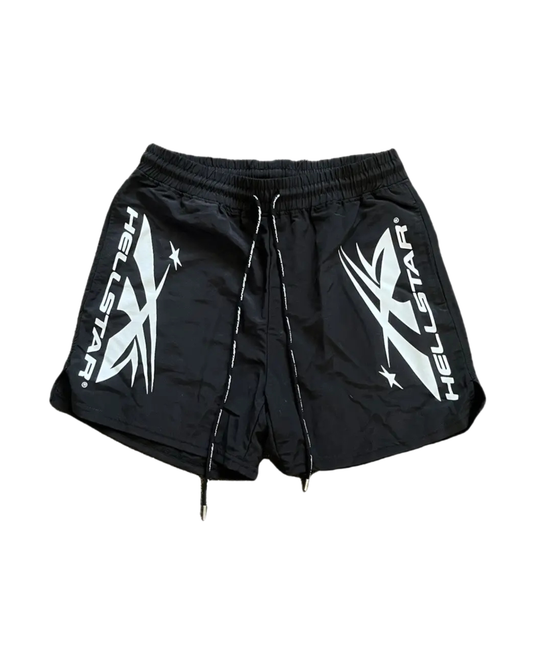 Hellstar Vertical Athletic Nylon Shorts - "Black/White"
