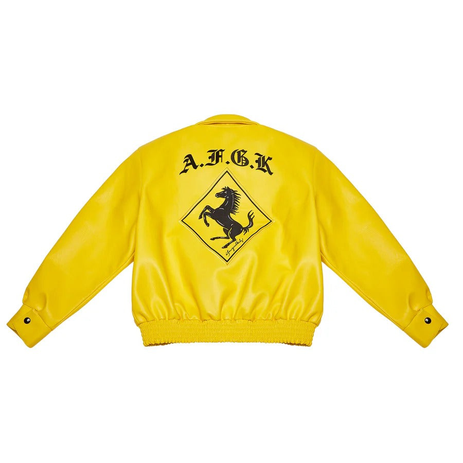 A Few Good Kids Racing Leather Jacket - "Yellow"
