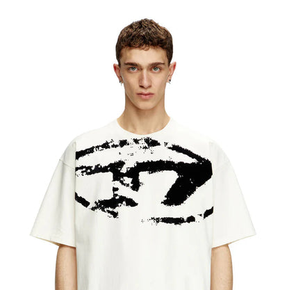 Diesel Distressed Flocked Logo T-shirt - "White"