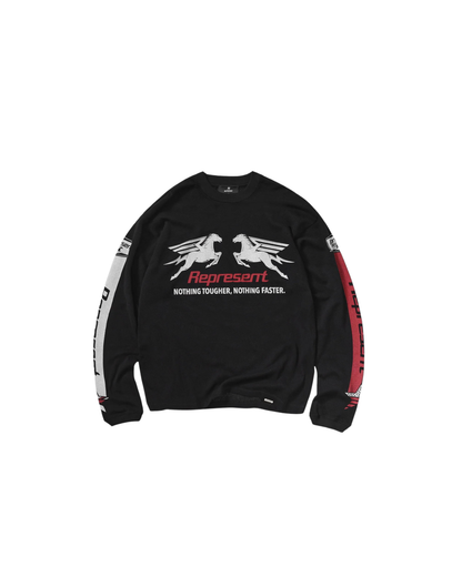 Represent Mesh Pegasus Long Sleeve T-Shirt - "Jet Black"