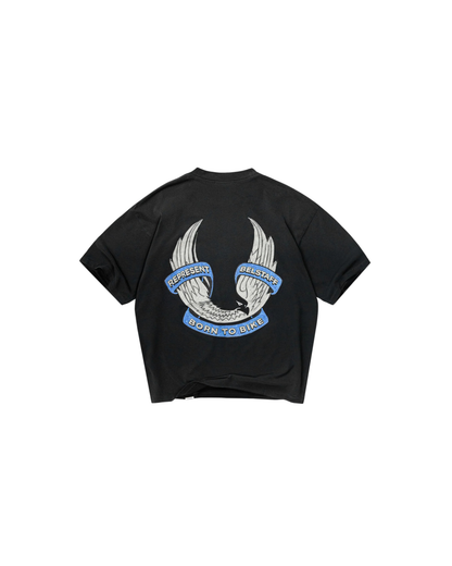 Represent X Belstaff Born To Bike T-Shirt - "Aged Black"