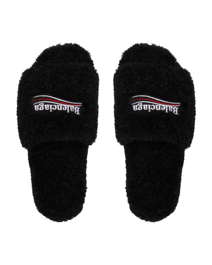 Balenciaga Furry Slide Sandal - "Black"