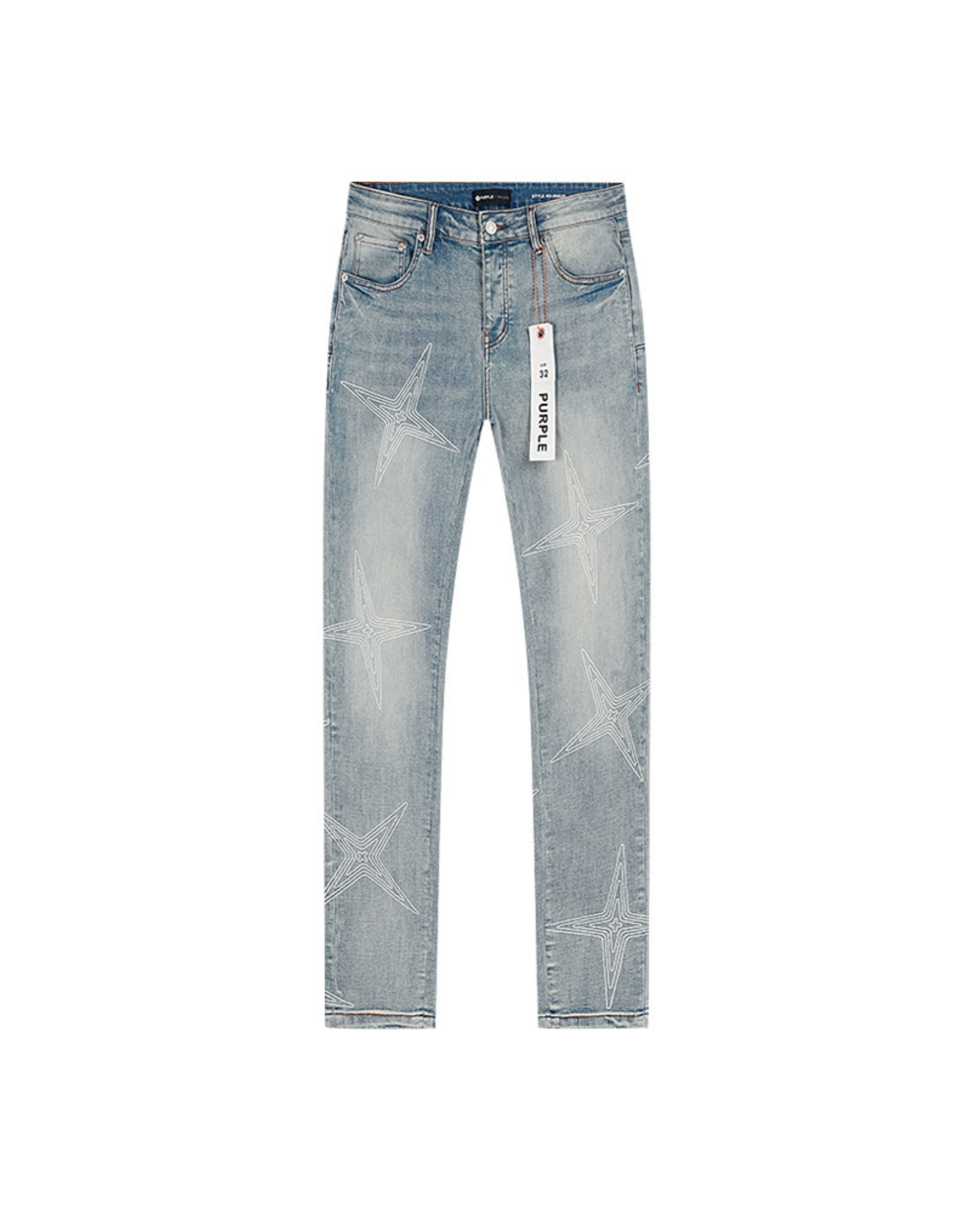 Purple P001 Tuft Stars Denim Jeans - "Light Indigo"