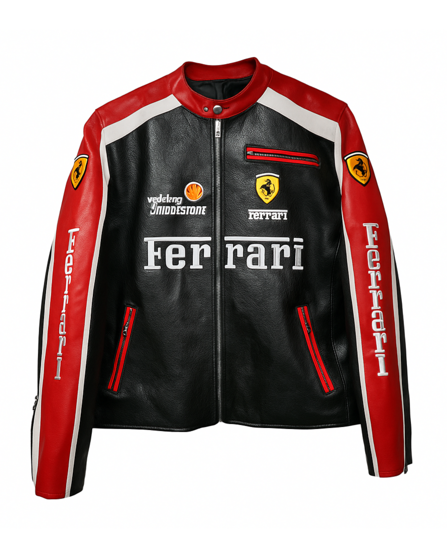 Ferrari Racing Leather Jacket - "Red/Black"