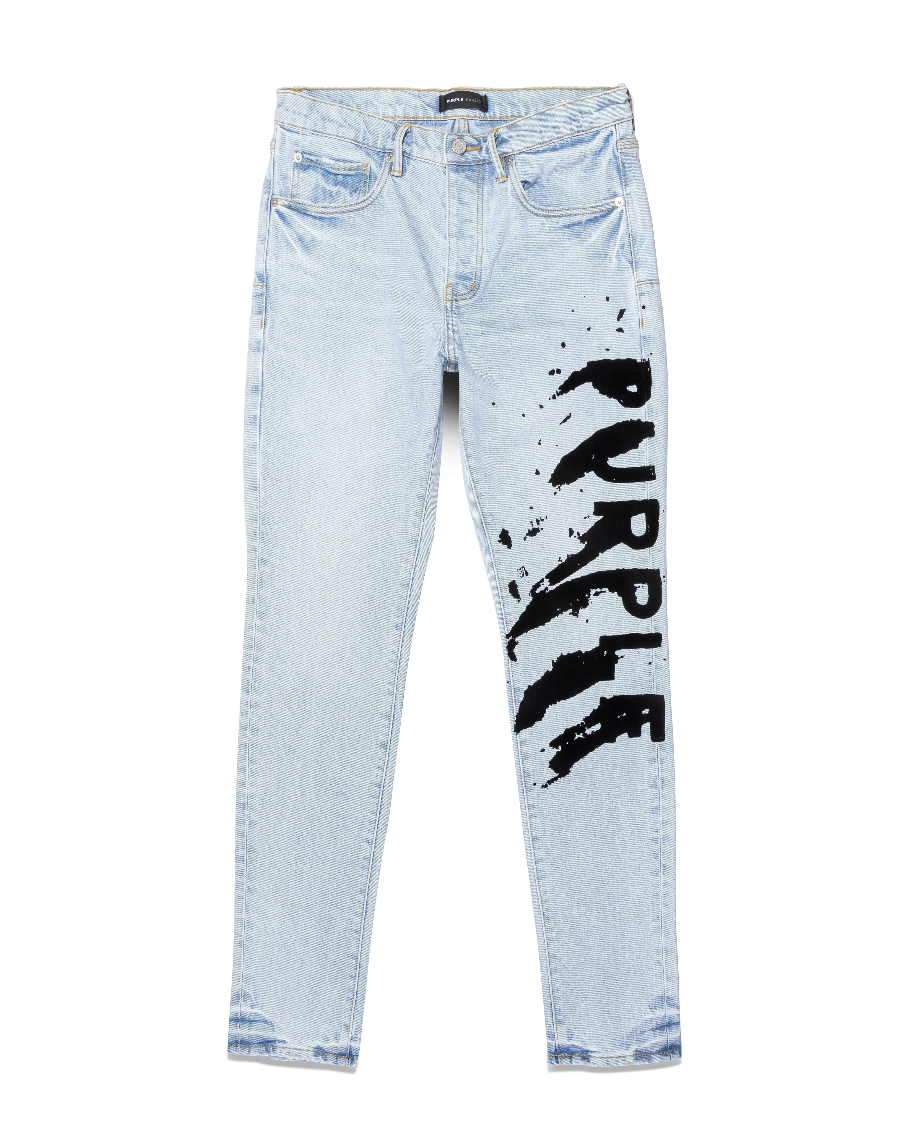 Purple Brand P001 Flocked Painted Wordmark Denim Jeans