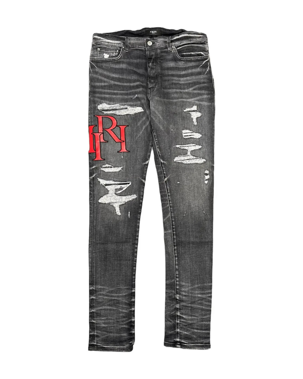 Amiri Staggered Logo Jeans - "Rain Grey"