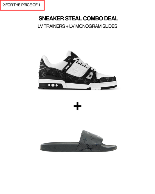Sneaker Steal Combo Deal - LV Trainers + LV Monogram Slides