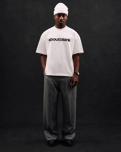 About:Blank Block Mock Neck T-Shirt - "Oat/Black"