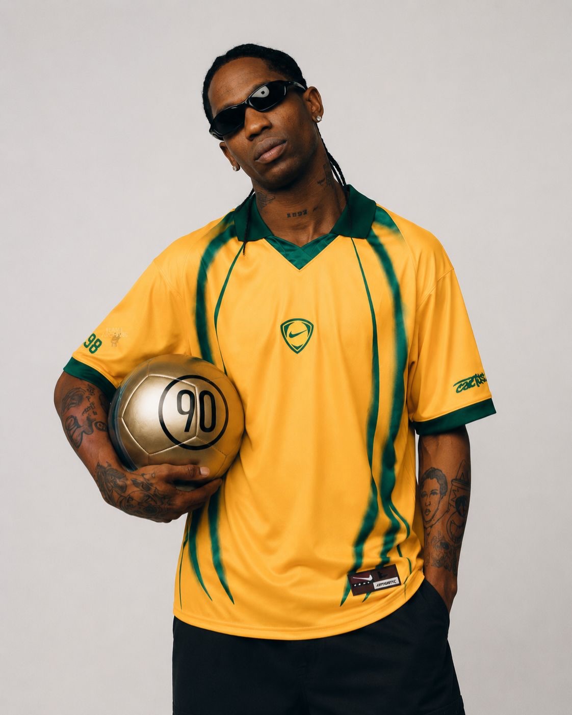 Travis Scott x Nike Brasil Total 90 Retro Jersey - "Yellow/Green"