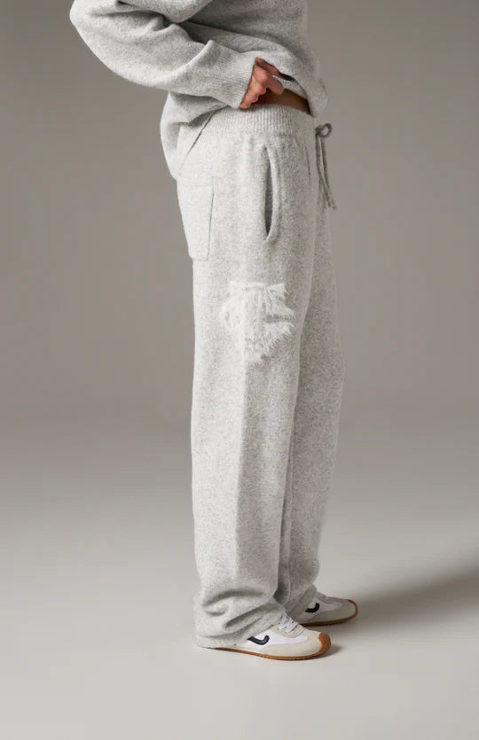 The Couture Club Monogram Fluffy Knit Joggers - "Grey Marl"