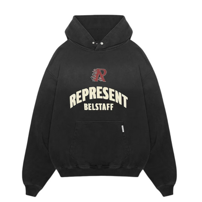 Represent X Belstaff Flame Phoenix Hoodie - "Shadow Black"