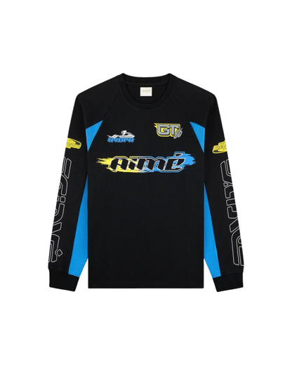 Aimé Leon Dore Long-Sleeve Mesh Waverunner Tee - "Jet Black"