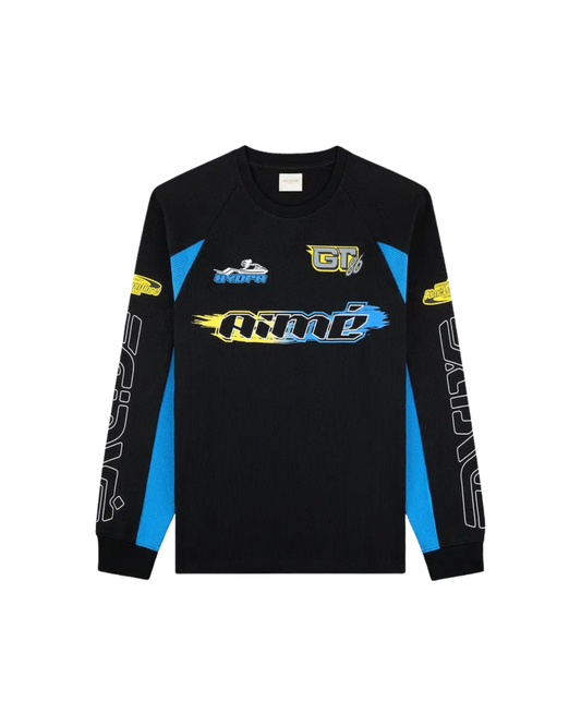 Aimé Leon Dore Long-Sleeve Mesh Waverunner Tee - "Jet Black"
