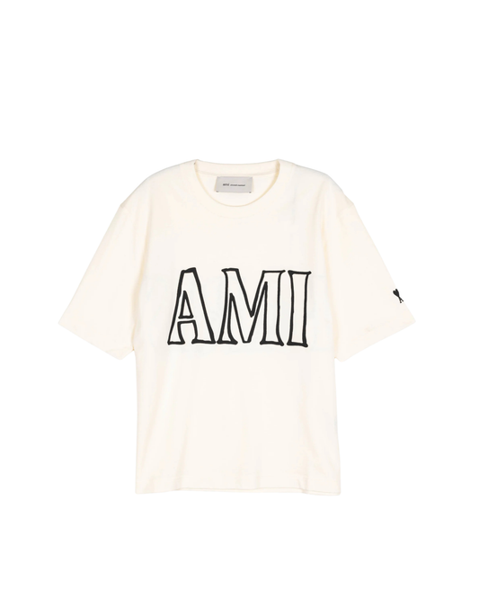 Ami Paris 'AMI Paris' Print T-shirt - "White/Cream"