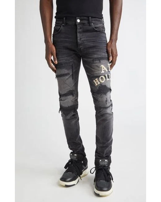 Amiri Hollywood Repaired Jean - "Faded Black"