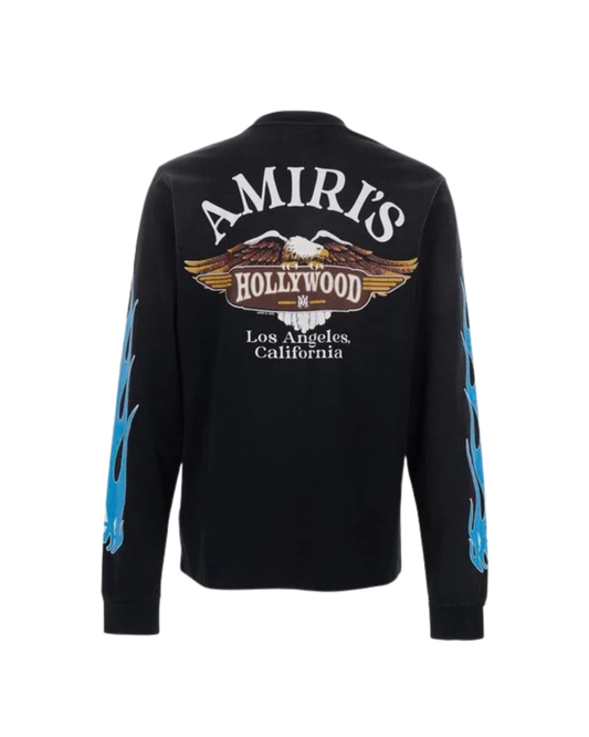 Amiri Eagle Flames Long-Sleeved T-Shirt - "Black/Blue"