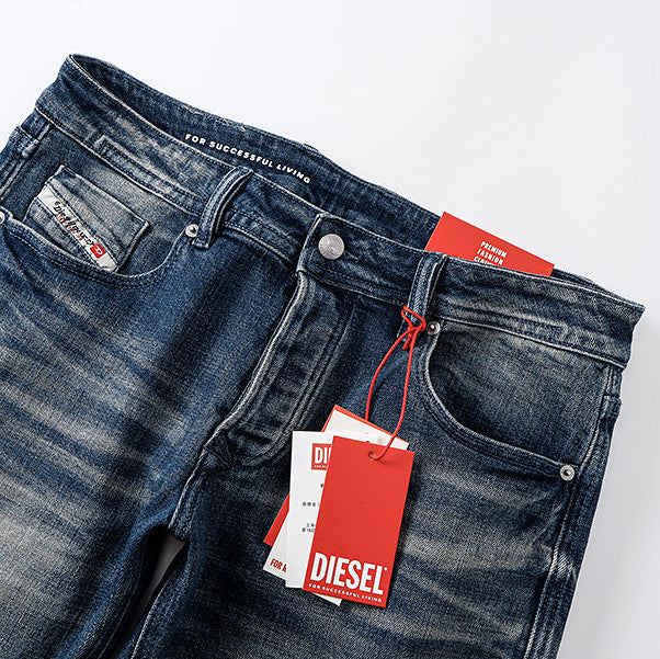 Diesel Faded Straight Leg Denim Jeans - "Medium Blue Wash"