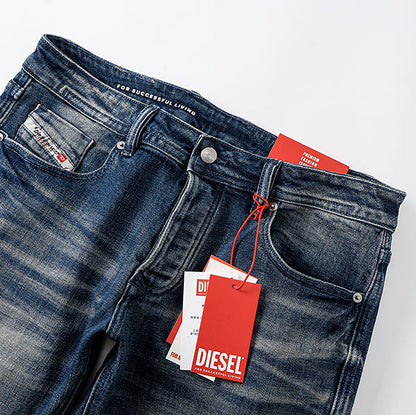 Diesel Faded Straight Leg Denim Jeans - "Medium Blue Wash"